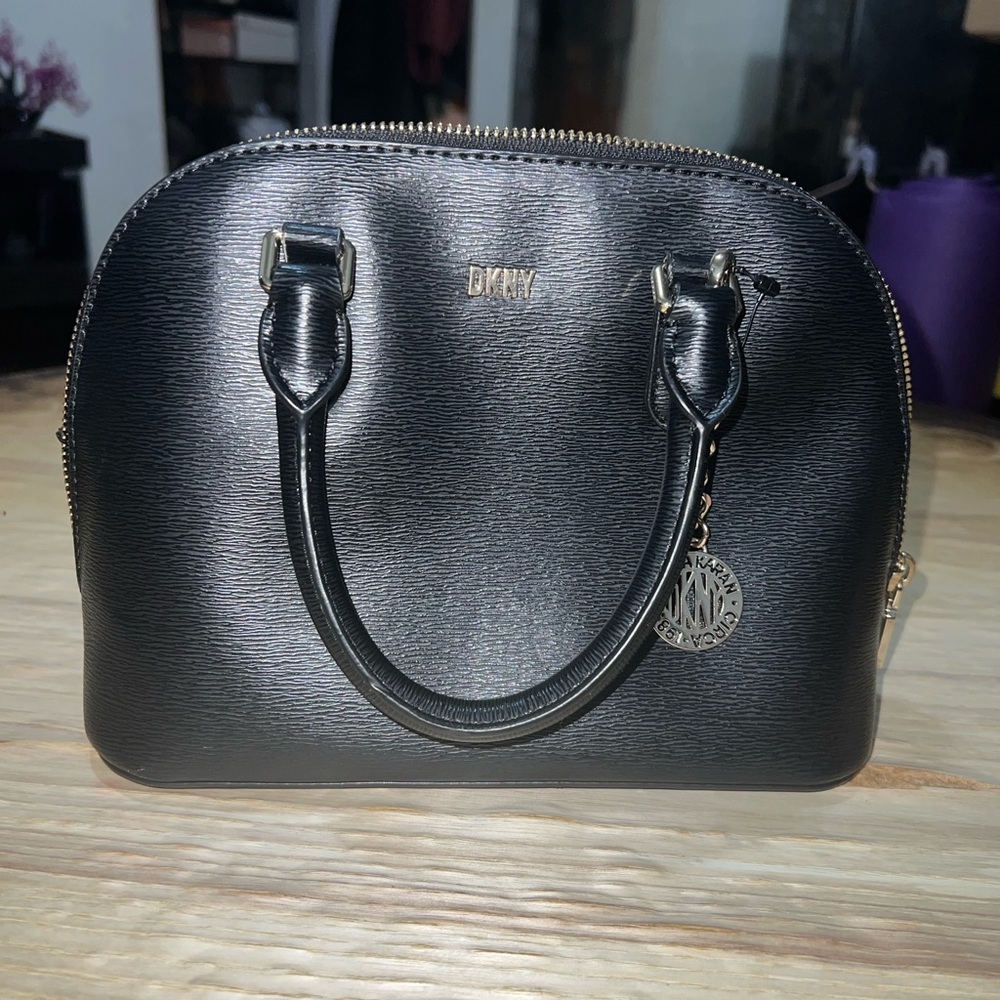 DKNY Black Bryant Leather Dome Satchel
